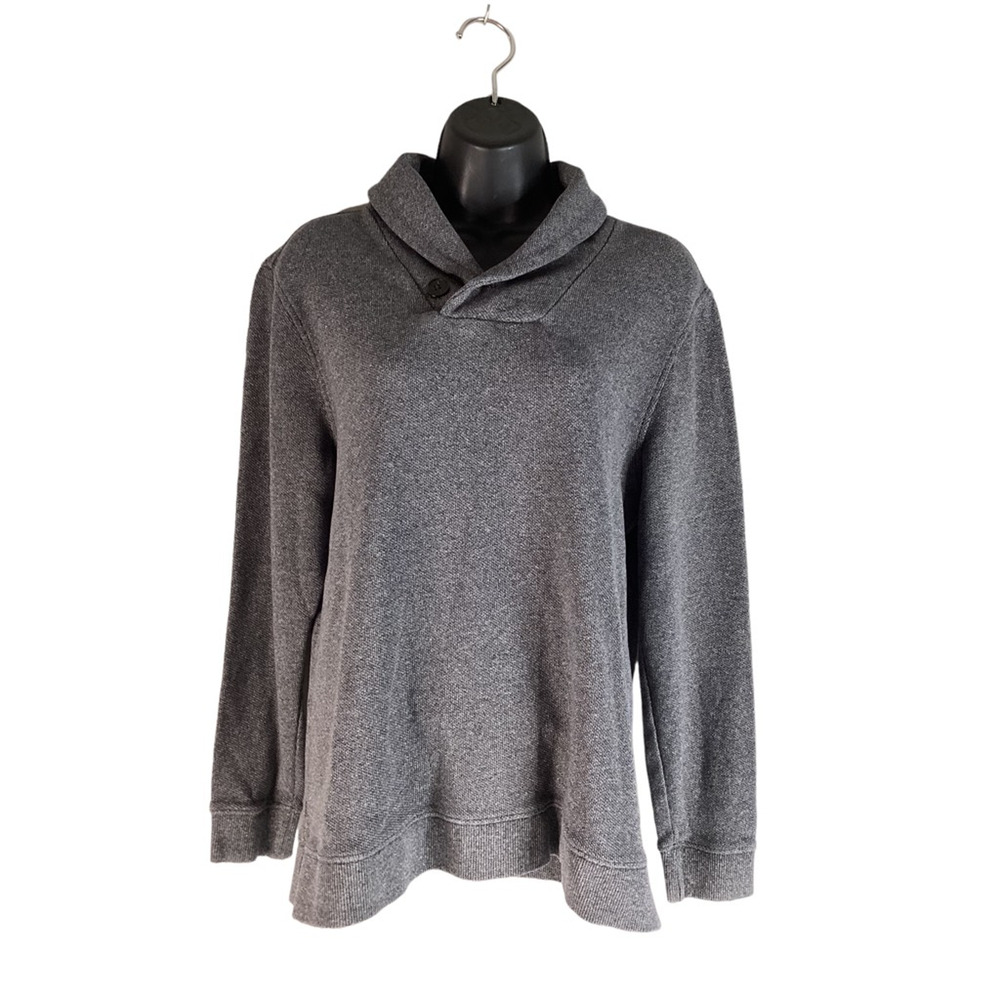Tasso Elba Mens Pullover Sweater Gray Shawl Neck Long Sleeve Tight Knit Cotton S